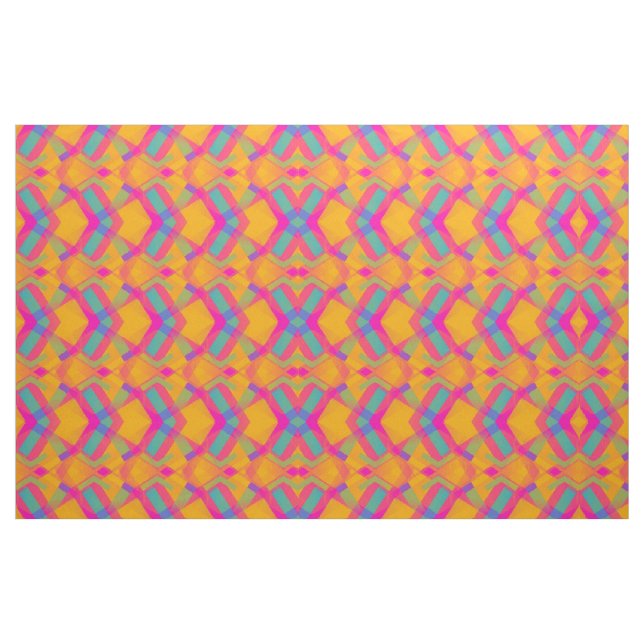Happy Aztec Orange Pink Blue Pattern Fabric (Fat Quarter)