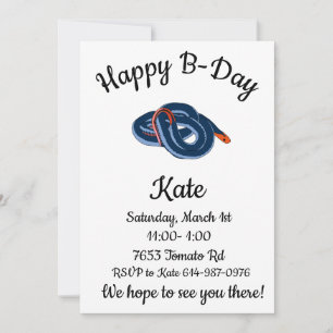 Happy B-day Blue long glanded coral snake Invitation