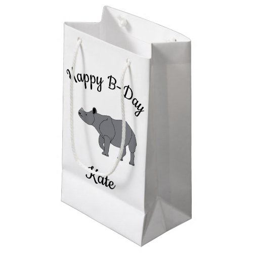 Happy B_day Indian Rhinoceros Africa Animal Small Gift Bag