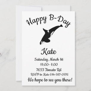 Happy B-day Orca Whale Invitation