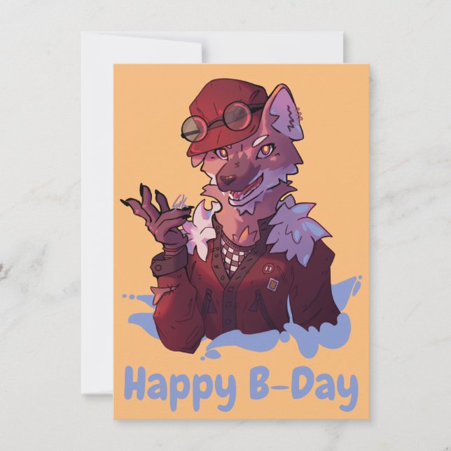 Happy B-Day wolf Holiday Card (Front)