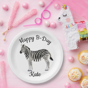 Happy B-day Zebra Paper Plates