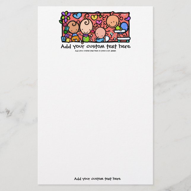 Happy Babies colorful custom stationery (Front)