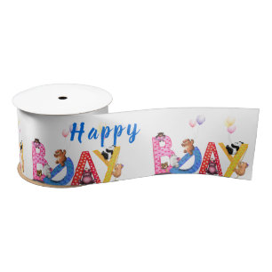 Happy Baby Bears Party Birthday Ribbon