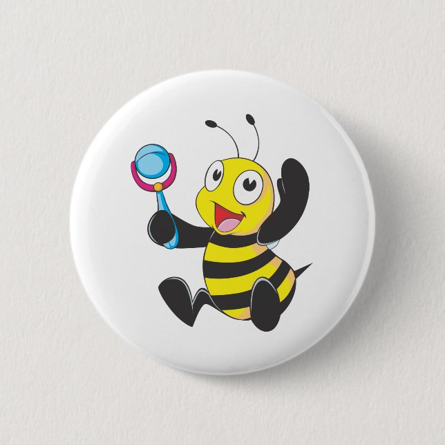 Happy Baby Bee Button (Front)