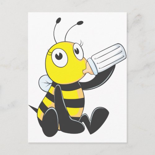 Happy Baby Bee Drinking Milk Postcard