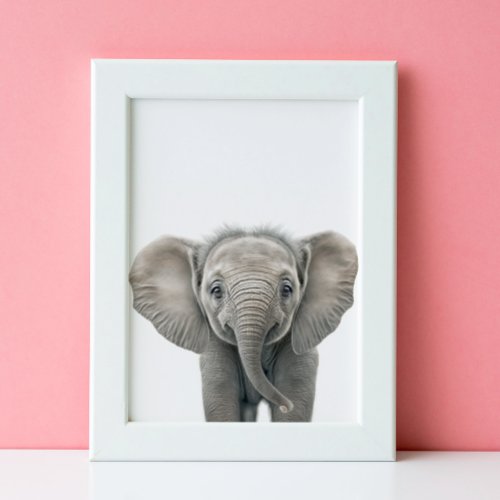 Happy Baby Elephant Nursery Jungle Safari  Poster