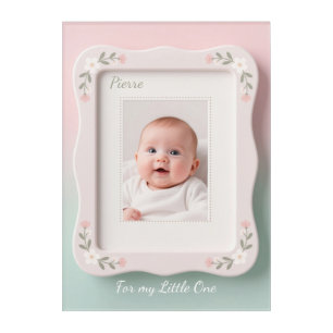 Happy Baby Floral Pink Green Frame Acrylic Print