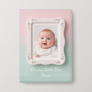 Happy Baby Floral Pink Green Frame Button
