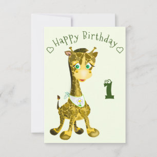 Happy Baby Giraffe Birthday Card