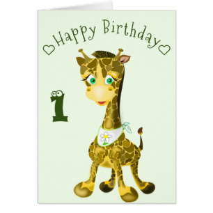 Happy Baby Giraffe Funny Birthday Card 