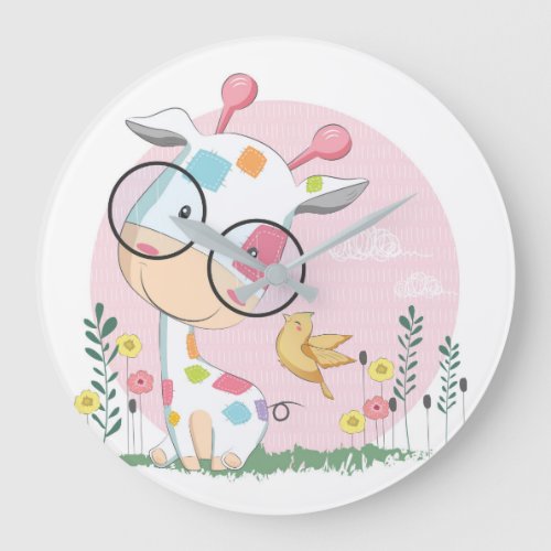 Happy Baby Giraffe Large Clock