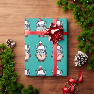 Happy Baby Owl With Christmas Hat