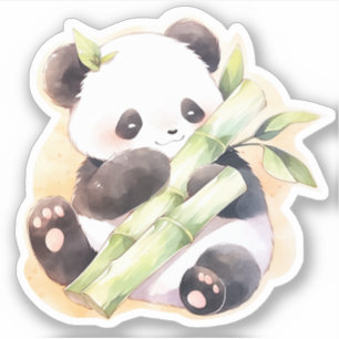 Happy Baby Panda With Bamboo Sticker