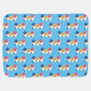 Happy Baby Shark Family Cartoon Blanket