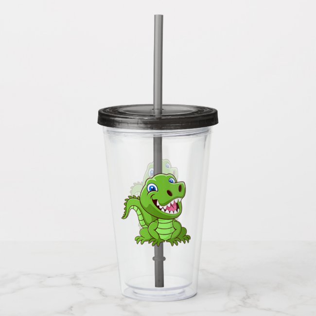 Happy Baby T-Rex Dinosaur Design Acrylic Tumbler