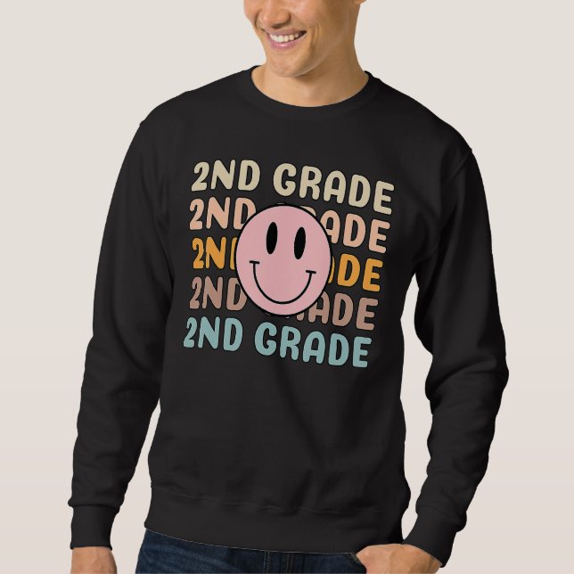 Happy Back To School 2nd Grade Team Smiler Teacher Sweatshirt (Front)