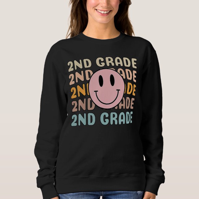 Happy Back To School 2nd Grade Team Smiler Teacher Sweatshirt (Front)