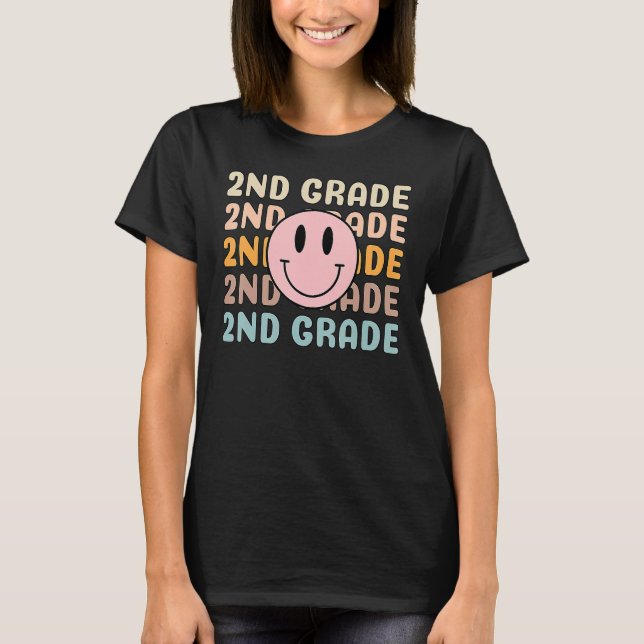 Happy Back To School 2nd Grade Team Smiler Teacher T-Shirt (Front)