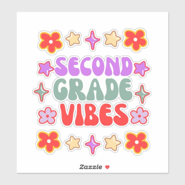 Happy back to school, 2nd grade vibes  sticker (Sheet)