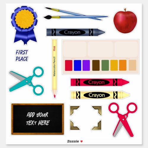 Happy Back To School Days Crayons Paint Sticker