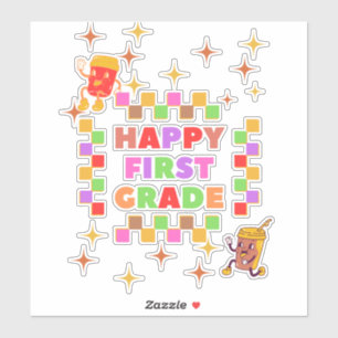 Happy back to school, first grade vibes sticker