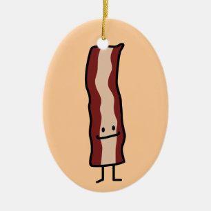 Happy Bacon Smirk Classic Design Ceramic Ornament