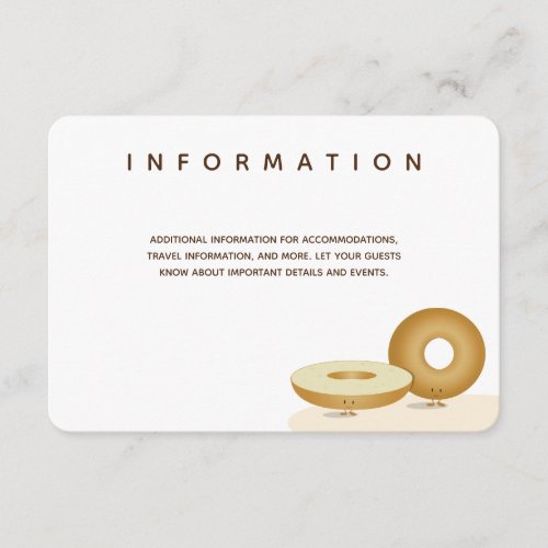 Happy Bagel Wedding White Brown Cream Info Enclosure Card