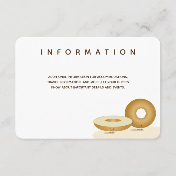 Happy Bagel Wedding White Brown Cream Info Enclosure Card Zazzle