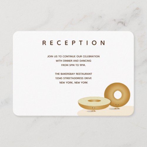 Happy Bagel Wedding White Brown Reception Cream Enclosure Card