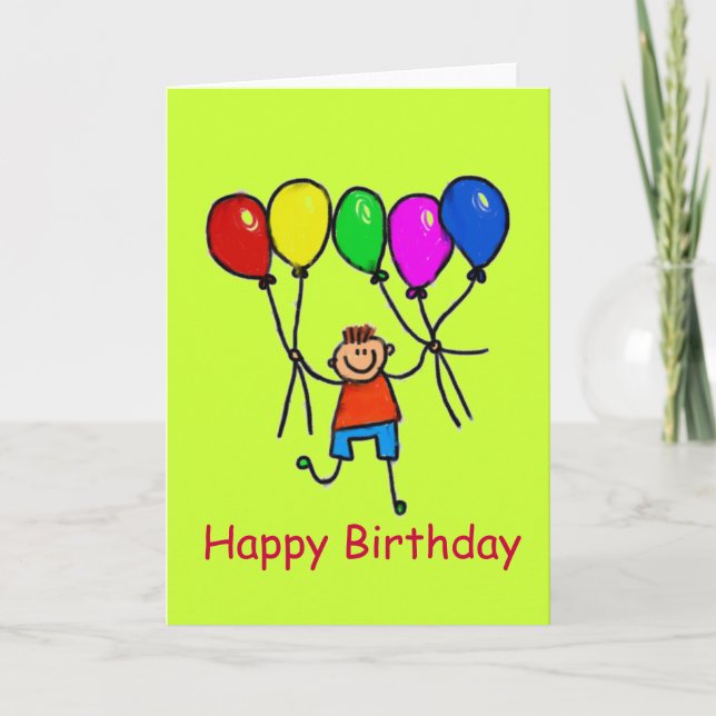 Happy Balloon Boy Birthday Card (Front)
