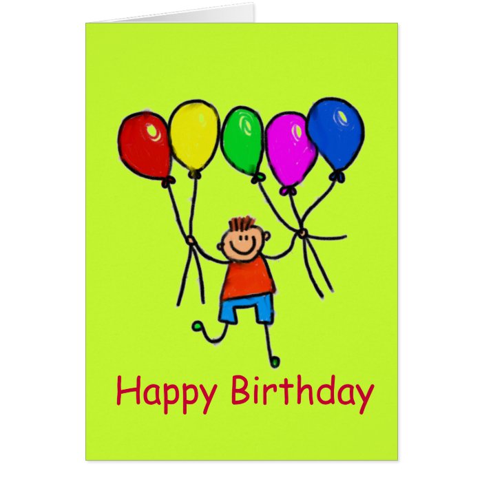 Happy Balloon Boy Birthday Card | Zazzle