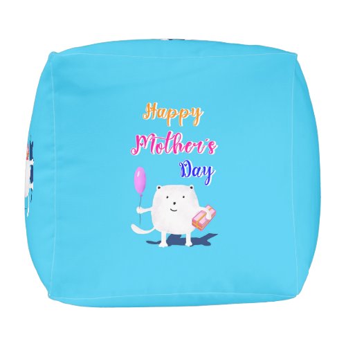 Happy Balloon Calico Cat Best Gifts On Mothers Day Pouf