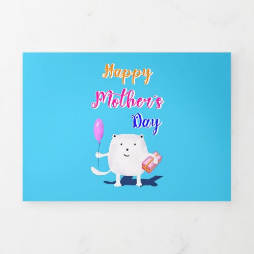 Happy Balloon Calico Cat Best Gifts On Mothers Day Tri_Fold Announcement