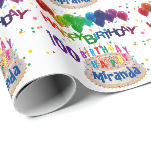 Happy Balloons Add NAME Any Age Birthday Wrapping Paper