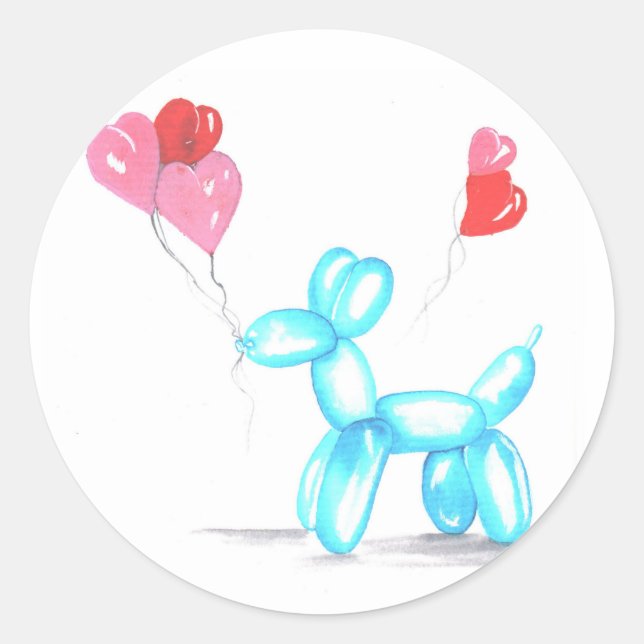 Happy Ballooon Dog  Classic Round Sticker (Front)