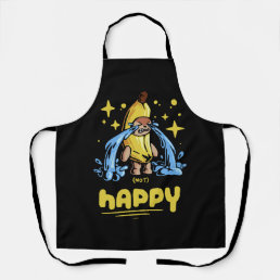 happy banana cat, funny meme apron