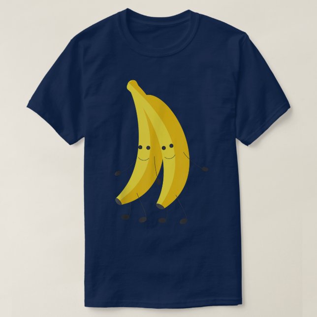 Happy Banana Pairs Walking Fruit Cute  T-Shirt (Design Front)