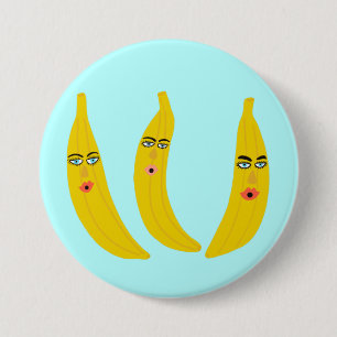 Happy Banana Trio Whimsical Button