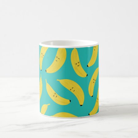 Happy Bananas Cute Fruit Pattern Coffee Mug