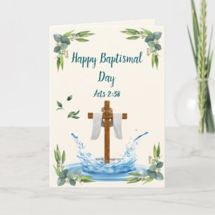 Happy Baptismal Day - Acts 2:38 Letterpress Thank You Card
