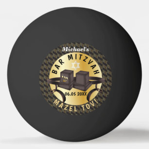 Happy Bar Mitzvah 20XX Gold Decorative Ping Pong Ball