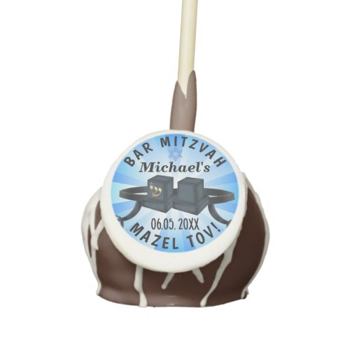 Happy Bar Mitzvah 20XX Party Blue Personalize Cake Pops