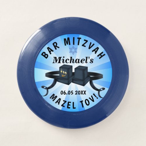 Happy Bar Mitzvah 20XX Party Blue Personalize Wham_O Frisbee