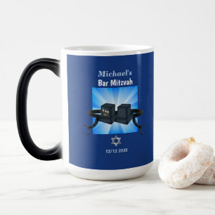 Happy Bar Mitzvah 20XX Tefillin Blue Personalized Color Morph Mug
