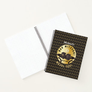 Happy Bar Mitzvah 20XX Tefillin Gold Decorative Notebook