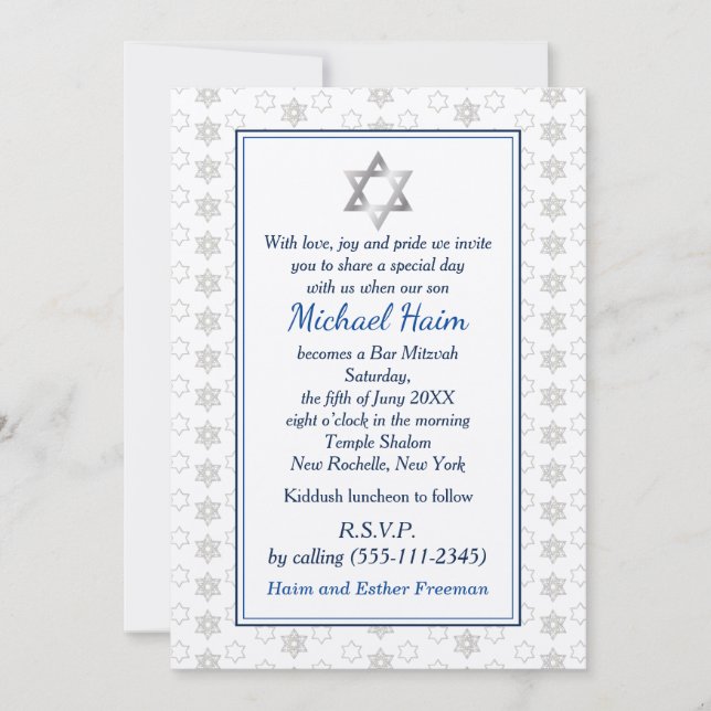 Happy Bar Mitzvah 20XX Tefillin Stylish Invitation (Front)