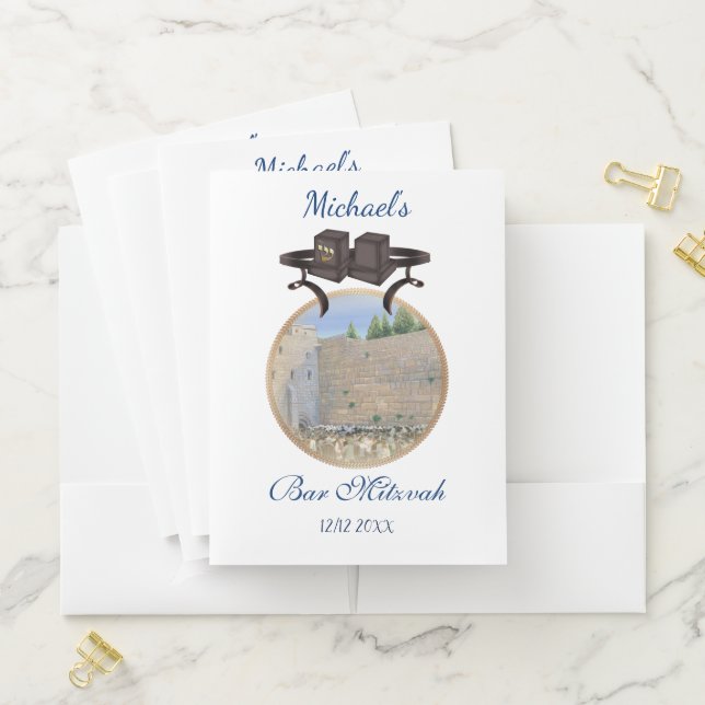 Happy Bar Mitzvah Jerusalem Kotel Thank You Pocket Folder (In Situ)