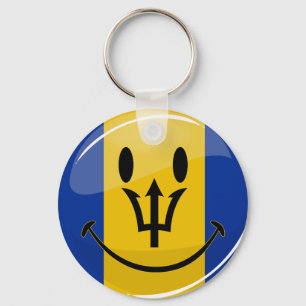 Happy Barbados Flag Keychain