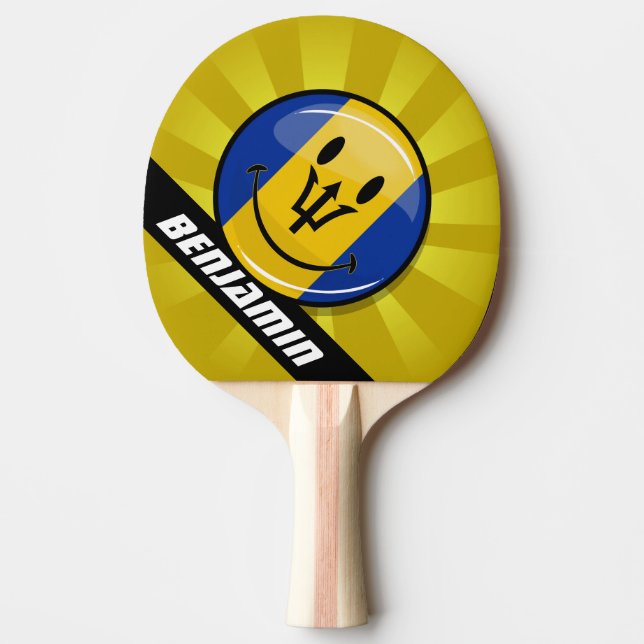 Happy Barbados Flag Ping-Pong Paddle (Front)